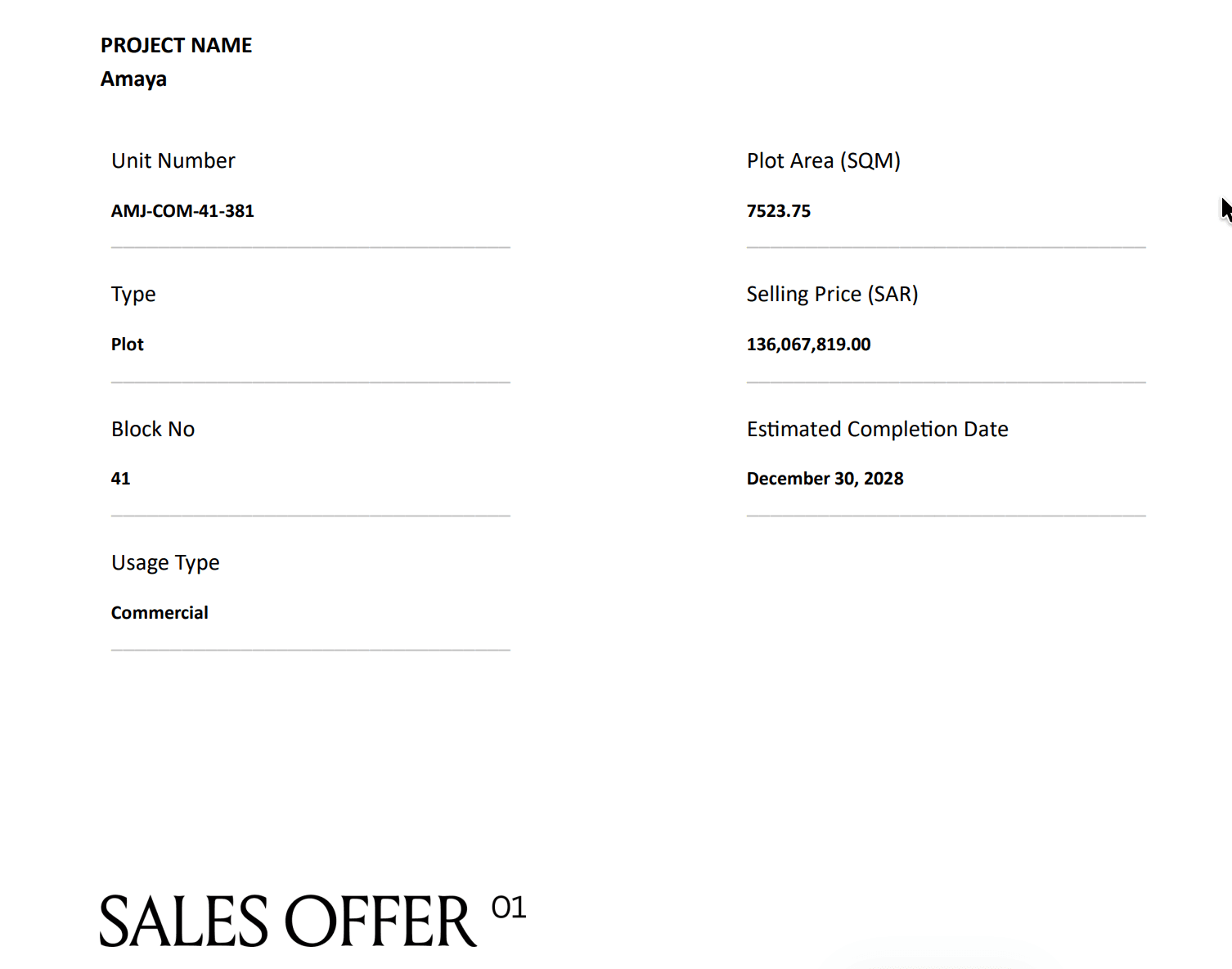 Terrain à vocation commerciale – Amaya Jeddah | AMJ-COM-41-381
