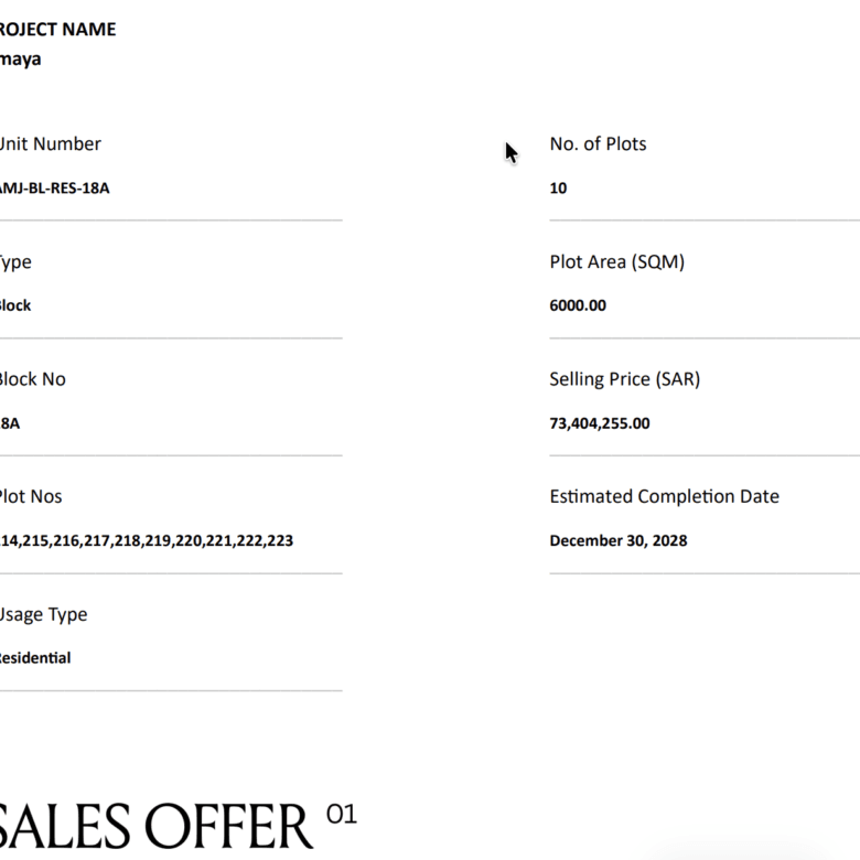 Residential Development Block (Land) – Amaya Jeddah | AMJ-BL-RES-18A