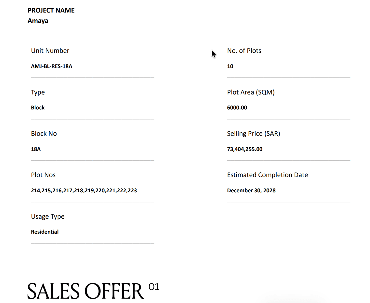 Residential Development Block (Land) – Amaya Jeddah | AMJ-BL-RES-18A