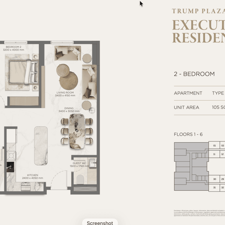 Appartements 2 chambres au Trump Plaza Jeddah (105 m²)