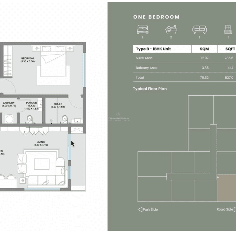 Apartment for Sale in Sarooj Oasis – 1 Bedroom Type B, Sultan Haitham City
