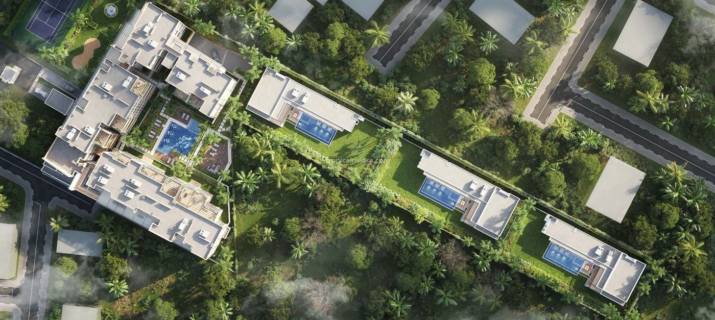 Gemstone dans le plan directeur The Essence présentant les parcelles des villas Jade, Topaze et Grenat